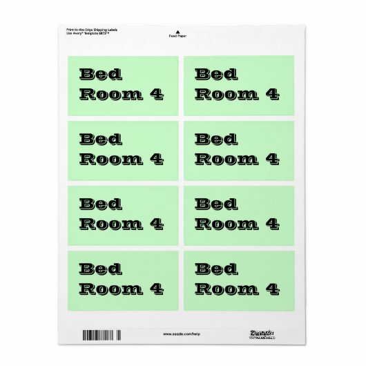 Bed Room 4 Moving Labels in bleek groen (Full Sheet)