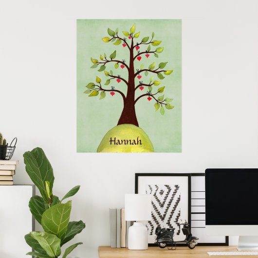 Bed Room Natuur Heart Tree Nursery Wall Poster (Thuiskantoor)