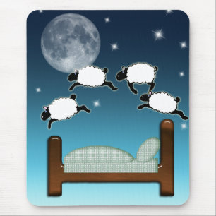 Bed, Sky, en tellende schapen bij nacht Muismat