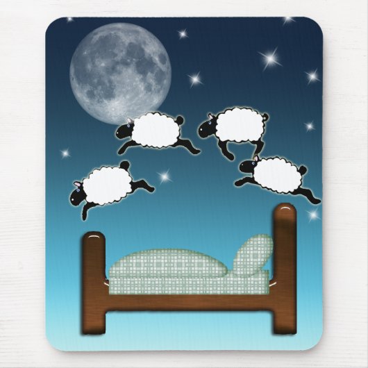 Bed, Sky, en tellende schapen bij nacht Muismat (Voorkant)