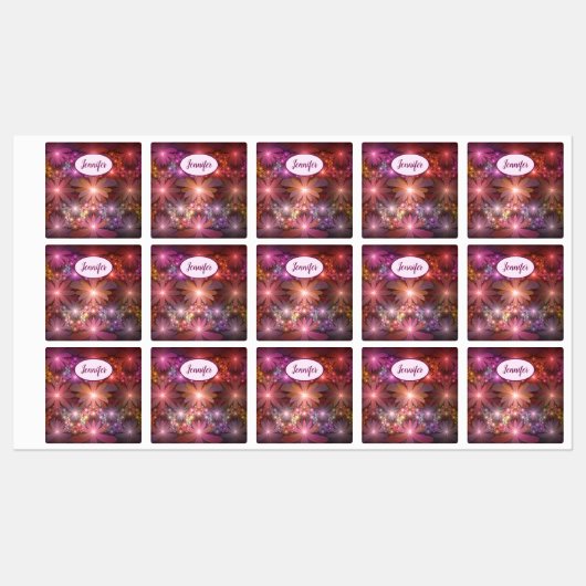 Bed van bloemen, kleurrijke Abstracte fractale kun Labels (Vel)