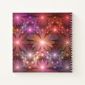 Bed van bloemen, kleurrijke Abstracte fractale kun Notitieboek (Achterkant)