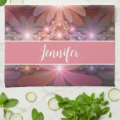 Bed van bloemen, kleurrijke Abstracte fractale kun Theedoek (Gevouwen)