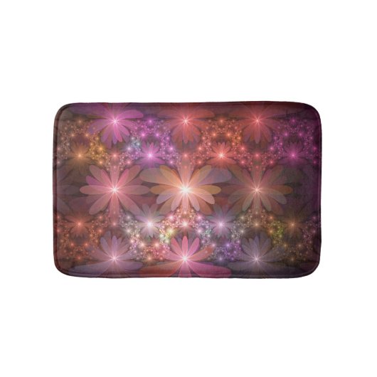 Bed van bloemen kleurrijke, dunne Abstracte fracta Badmat (Voorkant)