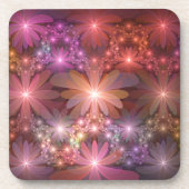 Bed van bloemen kleurrijke, dunne Abstracte fracta Bier Onderzetter (Voorkant)