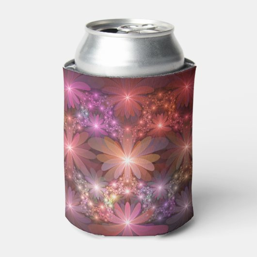 Bed van bloemen kleurrijke, dunne Abstracte fracta Blikjeskoeler (Blikje Voorkant)