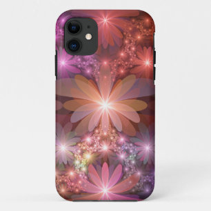 Bed van bloemen kleurrijke, dunne Abstracte fracta Case-Mate iPhone Case