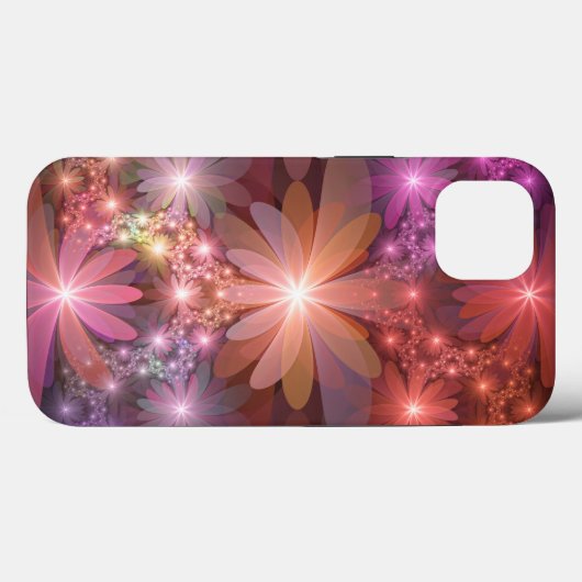 Bed van bloemen kleurrijke, dunne Abstracte fracta Case-Mate iPhone Case (Achterkant (horizontaal))