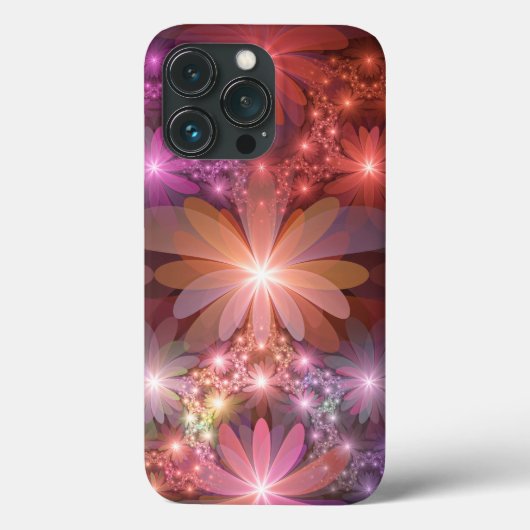Bed van bloemen kleurrijke, dunne Abstracte fracta Case-Mate iPhone Case (Achterkant)