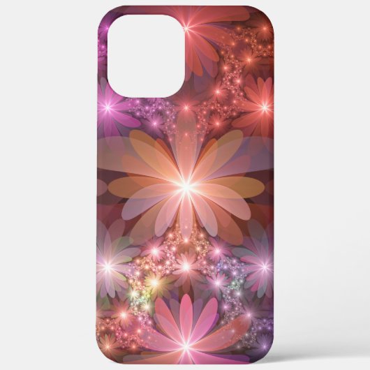 Bed van bloemen kleurrijke, dunne Abstracte fracta Case-Mate iPhone Case (Achterkant)
