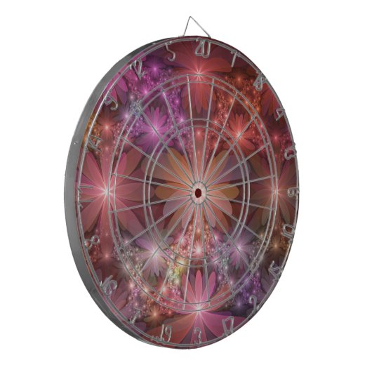 Bed van bloemen kleurrijke, dunne Abstracte fracta Dartbord (Voorkant Links)