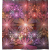 Bed van bloemen kleurrijke, dunne Abstracte fracta Douchegordijn (Voorkant)