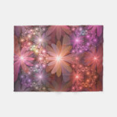 Bed van bloemen kleurrijke, dunne Abstracte fracta Fleece Deken (Voorkant (Horizontaal))