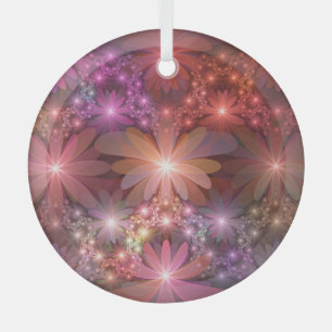 Bed van bloemen kleurrijke, dunne Abstracte fracta Glas Ornament