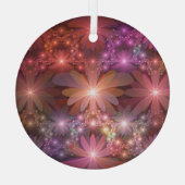 Bed van bloemen kleurrijke, dunne Abstracte fracta Glas Ornament (Achterkant)