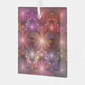 Bed van bloemen kleurrijke, dunne Abstracte fracta Glas Ornament (Voorkant links)