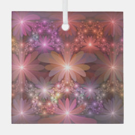 Bed van bloemen kleurrijke, dunne Abstracte fracta Glas Ornament