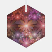 Bed van bloemen kleurrijke, dunne Abstracte fracta Glas Ornament (Achterkant)