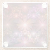 Bed van bloemen kleurrijke, dunne Abstracte fracta Glazen Onderzetter (Achterkant)