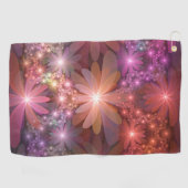 Bed van bloemen kleurrijke, dunne Abstracte fracta Golfhanddoek (Horizontaal)