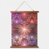 Bed van bloemen kleurrijke, dunne Abstracte fracta Hangend Wandkleed (Voorkant)