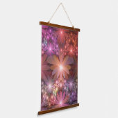 Bed van bloemen kleurrijke, dunne Abstracte fracta Hangend Wandkleed (Gebogen)