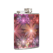 Bed van bloemen kleurrijke, dunne Abstracte fracta Heupfles (Rechts)