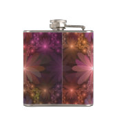 Bed van bloemen kleurrijke, dunne Abstracte fracta Heupfles (Achterkant)