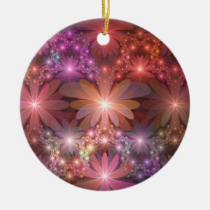 Bed van bloemen kleurrijke, dunne Abstracte fracta Keramisch Ornament