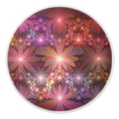 Bed van bloemen kleurrijke, dunne Abstracte fracta Keramische Knop (Voorkant)