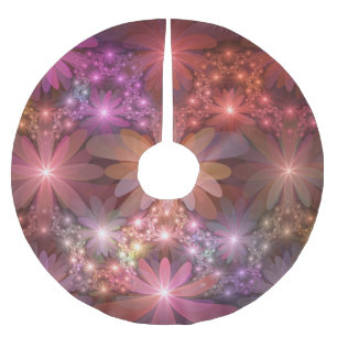 Bed van bloemen kleurrijke, dunne Abstracte fracta Kerstboom Rok