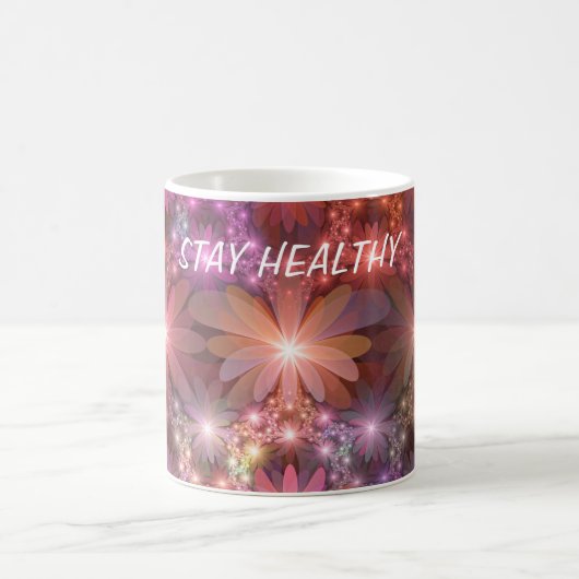 Bed van bloemen kleurrijke, dunne Abstracte fracta Koffiemok (Center)