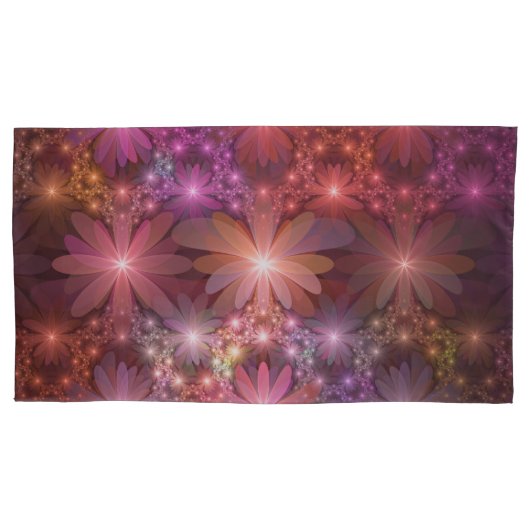 Bed van bloemen kleurrijke, dunne Abstracte fracta Kussensloop (Voorkant)