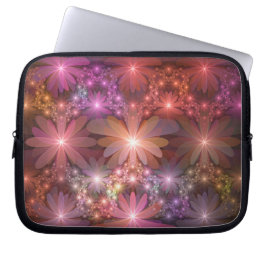 Bed van bloemen kleurrijke, dunne Abstracte fracta Laptop Sleeve