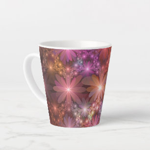 Bed van bloemen kleurrijke, dunne Abstracte fracta Latte Mok