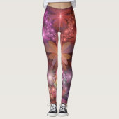 Bed van bloemen kleurrijke, dunne Abstracte fracta Leggings (Voorkant)