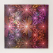 Bed van bloemen kleurrijke, dunne Abstracte fracta Legpuzzel (Horizontaal)