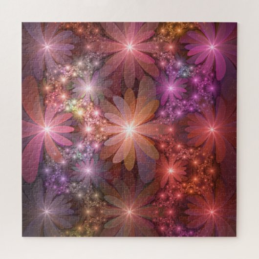 Bed van bloemen kleurrijke, dunne Abstracte fracta Legpuzzel (Horizontaal)