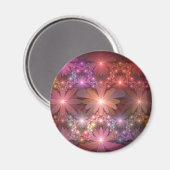 Bed van bloemen kleurrijke, dunne Abstracte fracta Magneet (Voorkant / Achterkant)