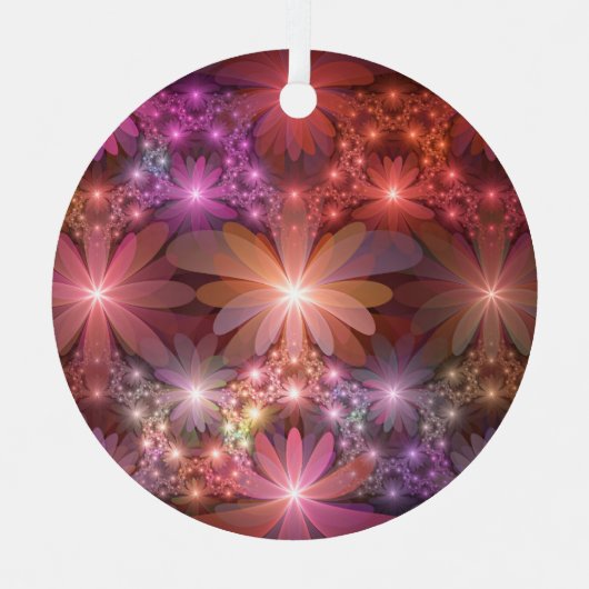 Bed van bloemen kleurrijke, dunne Abstracte fracta Metalen Ornament (Voorkant)