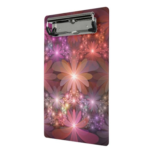 Bed van bloemen kleurrijke, dunne Abstracte fracta Mini Klembord (Angled2)