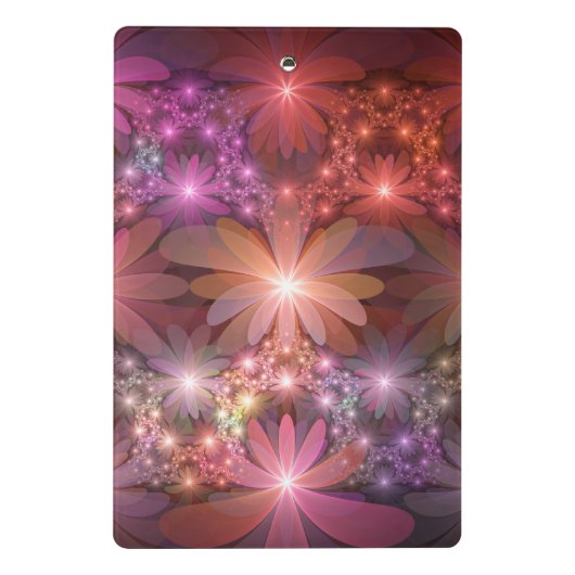 Bed van bloemen kleurrijke, dunne Abstracte fracta Mini Klembord (Achterkant)