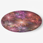 Bed van bloemen kleurrijke, dunne Abstracte fracta Papieren Bordje (Gekanteld)