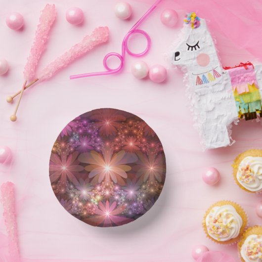 Bed van bloemen kleurrijke, dunne Abstracte fracta Papieren Kommen (Feest)