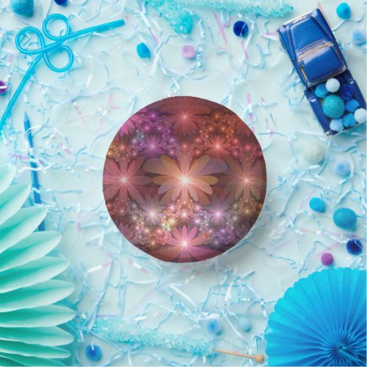 Bed van bloemen kleurrijke, dunne Abstracte fracta Papieren Kommen (Feest)