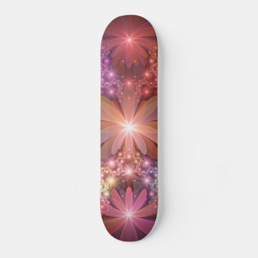 Bed van bloemen kleurrijke, dunne Abstracte fracta Persoonlijk Skateboard (Voorkant)