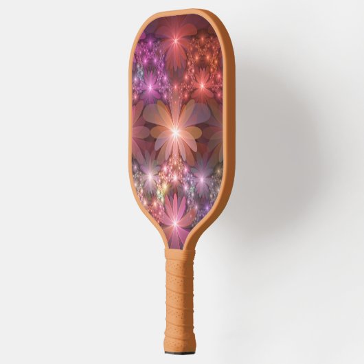 Bed van bloemen kleurrijke, dunne Abstracte fracta Pickleball Paddle (Links)