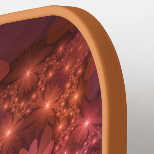 Bed van bloemen kleurrijke, dunne Abstracte fracta Pickleball Paddle (Links Detail)