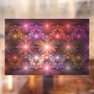 Bed van bloemen kleurrijke, dunne Abstracte fracta Raamsticker