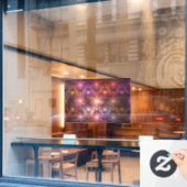 Bed van bloemen kleurrijke, dunne Abstracte fracta Raamsticker (Cafe Raam)